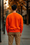 Men's Casual Basic Orange Loose Sweater - 5