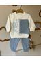 Baby Boy Picasso Text Embossed Tracksuit Set Blue - 3