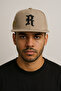 R Letter Gothic Embroidered Beige Color Adjustable Cotton Men's Hip Hop Hat from the Back - 3