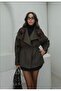 Oversized Sleeves Fabric Detail Modern Cut Fitted at the Waist Pinterest Large Collar Suede Nubuck Design Coat Jacket - 3