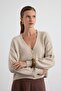 Gold Buttoned Knitwear Cardigan Stone - 8
