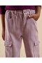 Solid Cargo Pants with Button Closure - 4