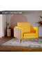 KD 3326 Truffle Davos Oak Wooden Single Seat Sofa with Golden Legs and Yellow PU Cushion - 5