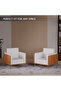 KD 3326 Natural Dijon walnut Wooden Single Seat Sofa with Golden Legs and White PU Cushion - 6