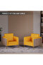 KD 3326 Truffle Davos Oak Wooden Single Seat Sofa with Golden Legs and Yellow PU Cushion - 6