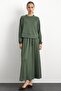Crew Neck Knitted Sweat Skirt Set Khaki 9386-Tk