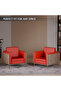 KD 3326 Truffle Davos Oak Wooden Single Seat Sofa with Golden Legs and Red PU Cushion - 6
