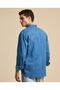 Faded Denim Shirt with Classic Collar and Long Sleeves - 5