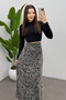 Women's Wave Zebra Printed Tulle Skirt with Back Elastic Detail and Zipper - 6