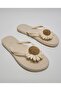 Beige Women's Appliqued Flip-Flops - 4