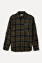 Men's Black Plaid Regular Fit Long Sleeve Shirt with Pockets - 4