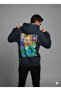 Lenithra Pop Art Van Gogh Back Printed Unisex Oversized Smoked Hoodie - 3