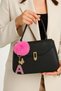 Letter a Pink Glitter Keychain & Charm [with Pompom Option]