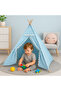 Canvas Foldable Tent and Teepee Playhouse - Blue - 5