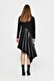 Asymmetrical Denim and Stone Detail Dress - 3