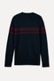 Men's Navy Blue Color Block Crew Neck Sweater - 6