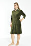 Striped Velvet Large Size Cotton Velvet Dress with Zipper Pockets - 5