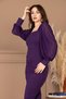 Crepe Square Collar Pencil Long Dress - Patlican Purple - 3