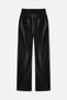 Women's Black Straight Fit Leather Look Trousers - 7