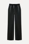 Women's Black Straight Fit Leather Look Trousers - 6