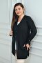 Women's Cuff Button Detailed Thick Ribbed Lycra Plus Size Long Cardigan - 3