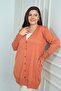 Women's Sleeves Button Detailed Cold Thread Plus Size Long Cardigan