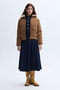Fur Collar Velvet Textured Coat Jacket - 5