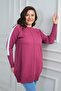 Women's Plus Size Tunic Blouse with Striped Sleeves