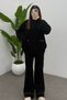 Women's Black Turtleneck Pocket Detailed Sweater Pants Knitwear Set - 6