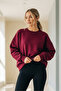 Women's Oversize Winter Loose Burgundy Sweatshirt - 2