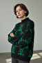 Teddy Bear-Themed Half-High-Neck Patterned Knit Sweater - Comfortable Modern Fit