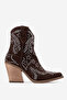 Women's Stoned Thick Sole Western Boots Real Suede Leather Zy 1610 Brown