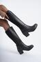 Women's Lady Diver Fabric Knee-High Boots Black