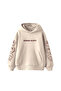 Choose Happy Printed Oversize Unisex Beige Hoodie - 2