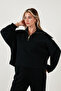 Cotton Oversize Fit Half Zipper Collar Long Sleeve Knitwear Suit Set 68351218 - 4
