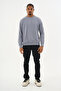 Süperlife Men's Gray Crew Neck Ribbed Regular Fit Sweatshirt Spr26Swk930 - 3