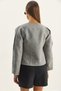 Women's Gray O-Neck Open Front Self-Textured Lined Jacket 0488 60283670 - 5