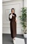 Brown Glitter Detailed Tweed Hijab Gilet - 4