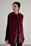 Women's Burgundy Long Lined Fur Vest 30072 - 6