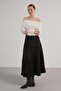 Women's Black Piece Diving Suede Long Skirt 30040 - 3