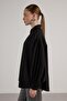 Women's Black Pleated Pocket Detailed Oversize Shirt 30062 - 5