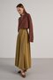 Women's Oil Green Premium Fabric Flared Long Skirt 30015 - 7