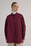 Women's Burgundy Pleated Pocket Detailed Oversize Shirt 30062 - 7