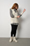 Women's Ecru Ribbed Knit Sweater and Checkered Shirt Two-Piece Combination - 8
