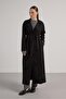 Women's Black Diver Suede Full Length Trench Coat 30041