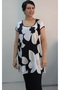 Black and White Floral Print All-Over Short-Sleeved T-Shirt - 5