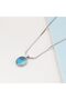 Blue Silver Color Opal Oval Stylish Steel Necklace (Blue Cat's Eye Opal Necklace)