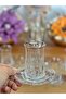 New Zeo Silver Gilded (Real) 12 Pieces Tea Set for 6 People Tea Set Gift Glass - 4