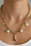 Golden Charms & Pearls Steel Necklace - 2