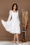 Chiffon Crepe Square Neck Midi Dress - White - 6